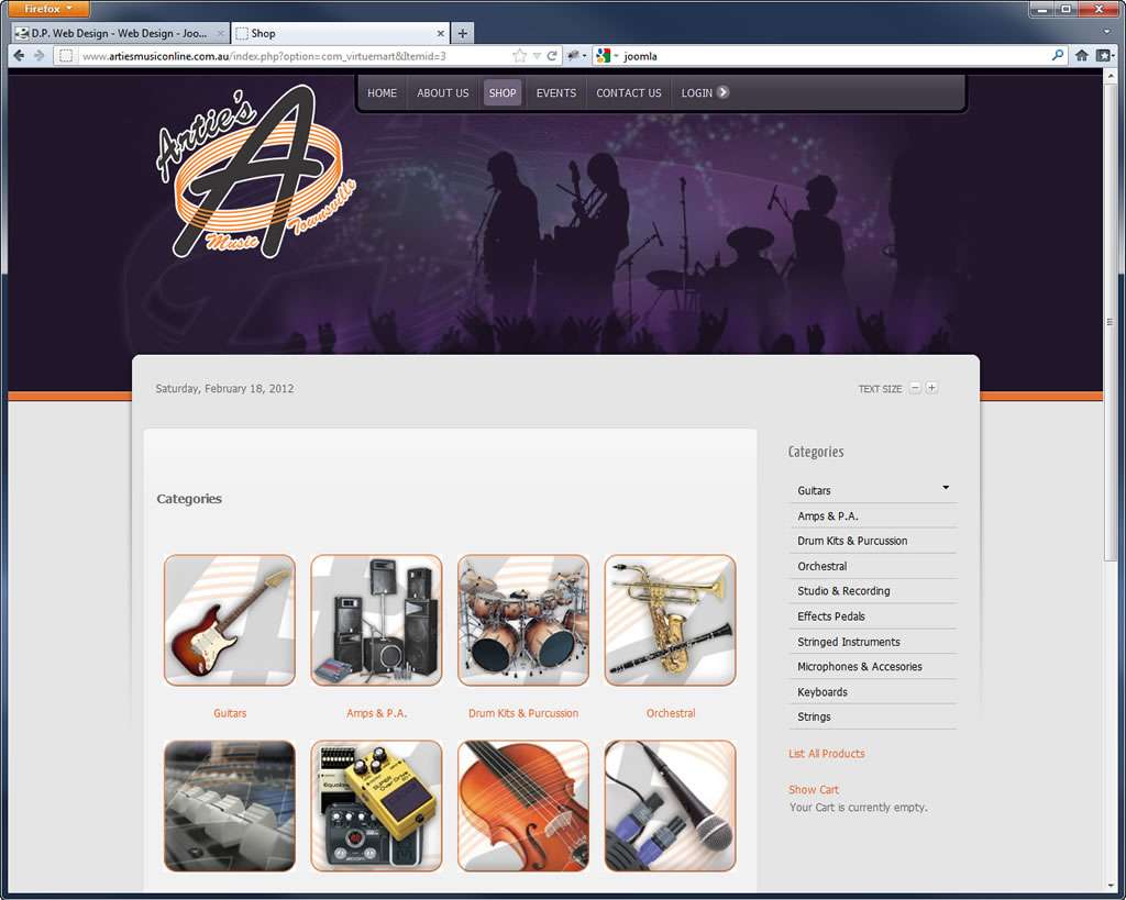 Arties Music Online (2009 Design)