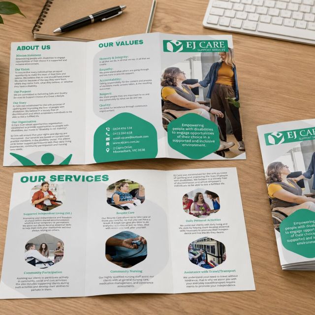 EJ Care Support Services Brochure Design Mock-up